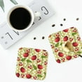 thumbnail image 5 of Disketp Cherries And Ladybirds Funny Coasters,6 Pcs Leather Coasters With Holder, Perfect Housewarming Hostess Gifts,Protect Furniture From Water Marks Scratch And Damage, 5 of 9