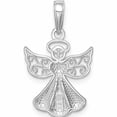 thumbnail image 4 of 14K White Gold Polished/Textured Guardian Angel Heart Pendant Made In United States -Jewelry By Sweet Pea, 4 of 8