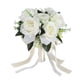 thumbnail image 1 of Ramo de novia artificial de seda con rosas artificiales para novia con flores blancas lechosas, 1 of 14