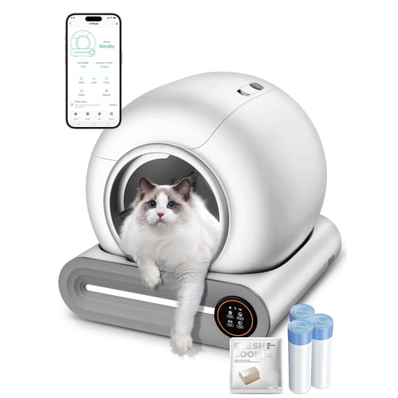 Automatic Cat Litter Box, Upgraded 65L 9L Extra Large Self Cleaning Litter Box for Multiple Cats, Features negative ion Sterilization and Deodorization, APP Control