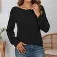thumbnail image 2 of FYEGRE Sweaters for Women Casual Long Sleeve Fall Ladies Tunics Tops Boat Neck Dressy Pullover Blouses 2025 Fashion Clothing Black XL, 2 of 2