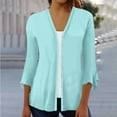 thumbnail image 2 of Npasoilc Cardigan For Women Casual Solid Color Lightweight 3/4 Sleeve Cardigan Trendy Long Sleeve Open Front Tops Comfy Soft Fall Tops Going Out Tops, 2 of 5