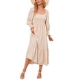 thumbnail image 1 of Innerwin Manches Longues Dames Maxi Robes Partie Cou Carré Abricot Sexy 2XL, 1 of 3