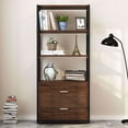 thumbnail image 3 of TribeSigns Bookcase with 2 Drawers, Vintage Industrial Etagere Standard Bookshelf in Rustic, Multiple 4 Tier Storage Cabinet for Home Office Organizer, 3 of 6
