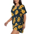 thumbnail image 2 of Haiem Blue Striped Sunflower A Pattern Pajama Set for Women 2 Piece Lounge Set Short Sleeve Tops and Shorts Soft Sleepwear-X-Large, 2 of 7