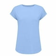 thumbnail image 4 of Endives Women's Short Sleeve T-Shirts Casual Solid Color Tops Basic Loose Crew Neck Pullover Tee, 4 of 8