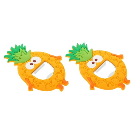 

Beer Lid Opener Pineapple Corkscrew Magnets Bottle Opener Silica Gel Green 10x7x1cm 2 Pcs