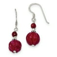 thumbnail image 1 of Beautiful Sterling Silver Red Adventurine/Red Quartz Shepherd Hook Earrings, 1 of 2