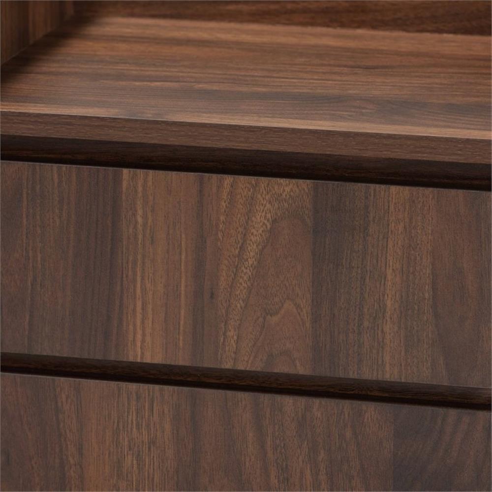 Baxton Studio Hale Modern and Contemporary Walnut Brown Finished Wood 2-Drawer Nightstand