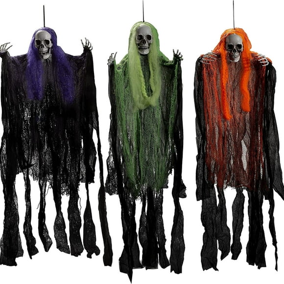 Large Halloween Skeleton Decorations for Outside Grim Hanging Yard Stakes for Patio Décor for Garden Halloween Parties and Festivities 3PCS