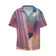 thumbnail image 2 of Lsque Dreamy Moonlit Window print Men's Cuban Collar Short Sleeve Shirt Summer Beachwear Casual Button Down Fashionable Vacation Leisure Shirt-Small, 2 of 7