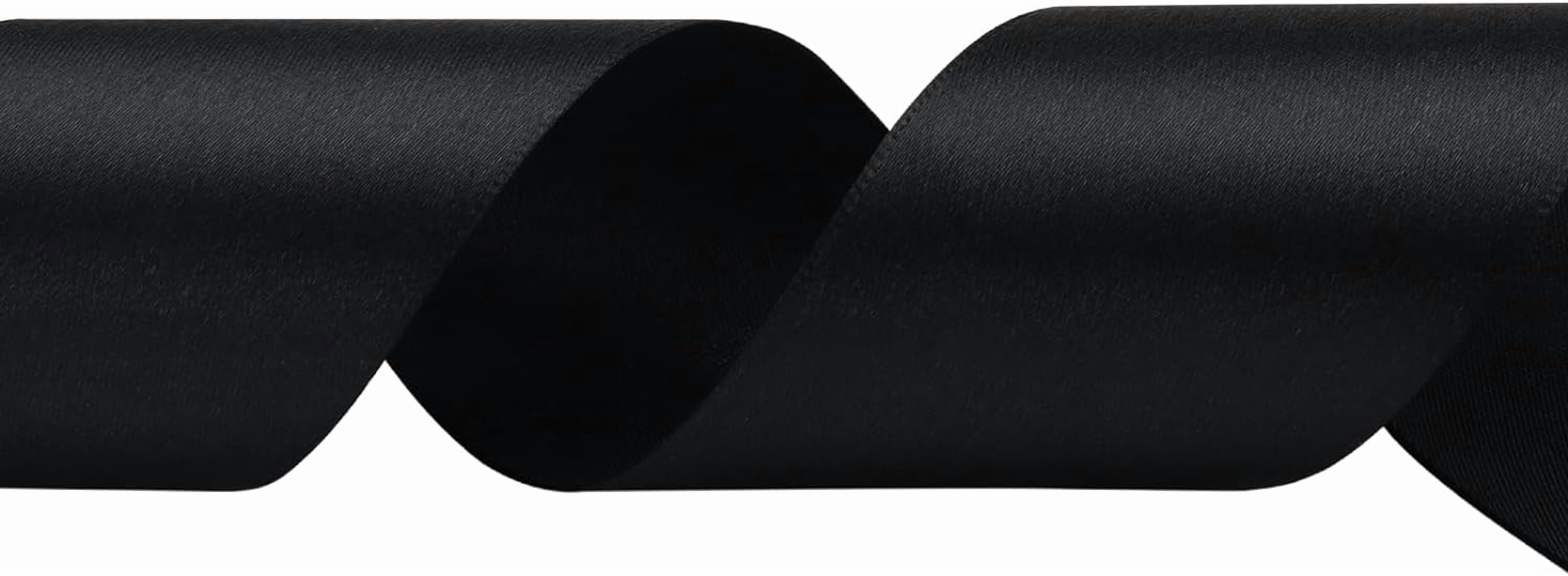 2 inch x 50 Yards Black Single Face Satin Ribbon Solid Fabric Ribbon for Gift Wrapping Floral Bouquets Wedding Birthday Party Decoration Hair Floral Craft Sewing