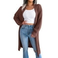 thumbnail image 2 of Vedolay Womens Cardigans Lightweight Long Sleeve Open Front Sweaters Knit with Pockets 2023 Coffee,L, 2 of 4