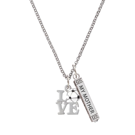 Delight Jewelry Love with Soccer Ball Silvertone Always My Mother Bar Charm Necklace, 23"
