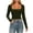 Army Green-03, variant on Perfectbot Women's Square Neck Fitted T-Shirt Long Sleeve Crop Ruched Waist Stretchable Basic Tee Shirt