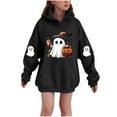 thumbnail image 3 of Piuwrlz Kids Pattern Hat Hoodies for Girls Halloween Hood Sweatshirts Long Sleeve Pullover Black Size 7-8Years, 3 of 5