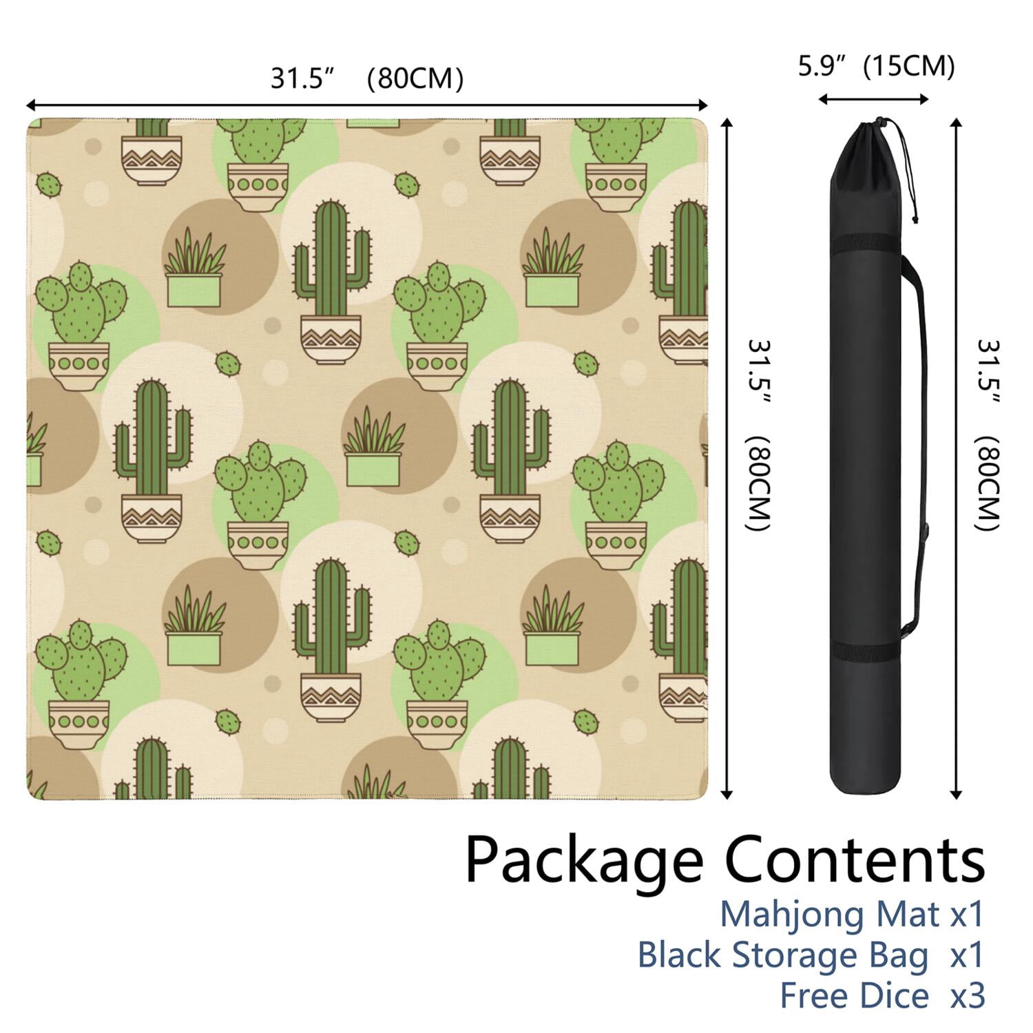 31.5x31.5 Square Plants Mahjong Pad Made of Premium Grade Rubber with Anti-Slip Surface Texture and Noise Dampening Properties for Board Games Card Games and Tiles