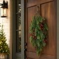 thumbnail image 5 of Christmas Teardrop Swag, Artificial Pine Door Decor, Full Pine Needle Shape Arranged in a Tapered Cascade for Home Displays, Synthetic Evergreen Branches for Seasonal Home Use, 5 of 7