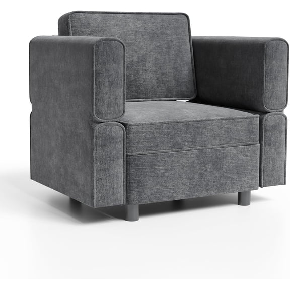 EastVita GAOMON Single Sofa with Storage Comfortable Sectional Couches and Sofas for Living Room Bedroom Office Small Space Easy Assembly and Comfy Cushion (Dark Grey)