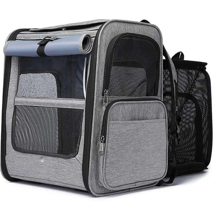 Critter Sitters Grey Pet Carrier Backpack, Small Dogs, Cats, Scratch  Resistant Breathable Windows