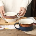 thumbnail image 5 of Farcauo White & Brown Oversized Coffee Mug 24 OZ Soup Mug Large Porcelain Soup Bowls with Handles XXL Cereal 700 ML Ceramic Large Coffee Tea Cup, 5 of 7