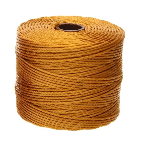 The Beadsmith S-Lon Bead Cord – .5 mm Twisted Nylon Cord for Stringing, Gold Color, TEX210, 77 Yard Spool
