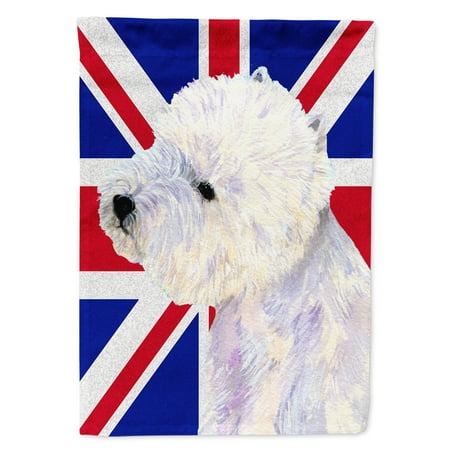 Carolines Treasures LH9467CHF Westie with English Union Jack British Flag House Flag House Size multicolor