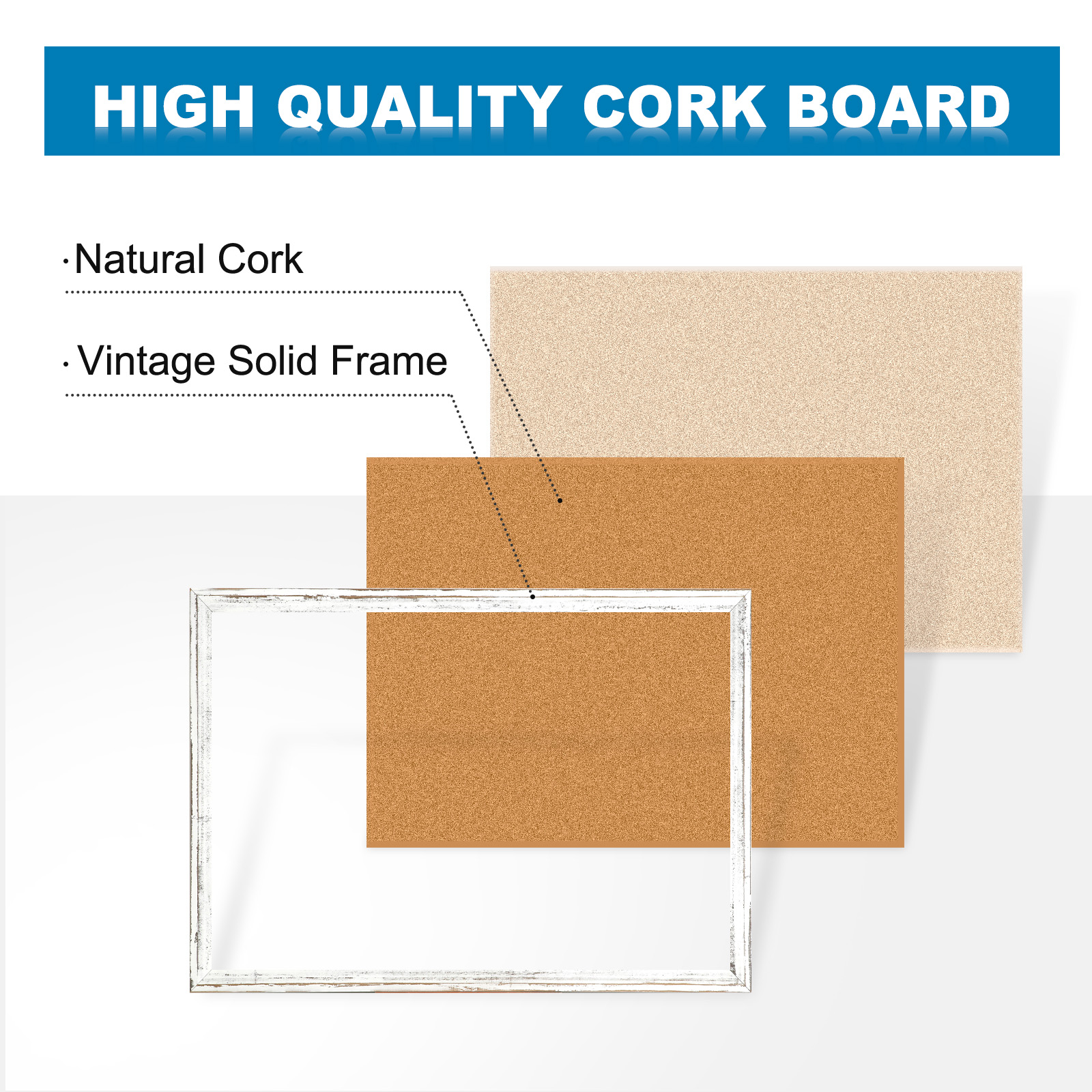 Dollar Boss Cork Bulletin Board, 24" x 18" White Frame photo 2