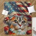 thumbnail image 4 of Patriotic Scottish Fold Stained Glass Portrait American Flag Cozy Sherpa Blanket Cat Lover Kitten Owner Gifts Warm Soft Throw Blanket - 01010, 4 of 5