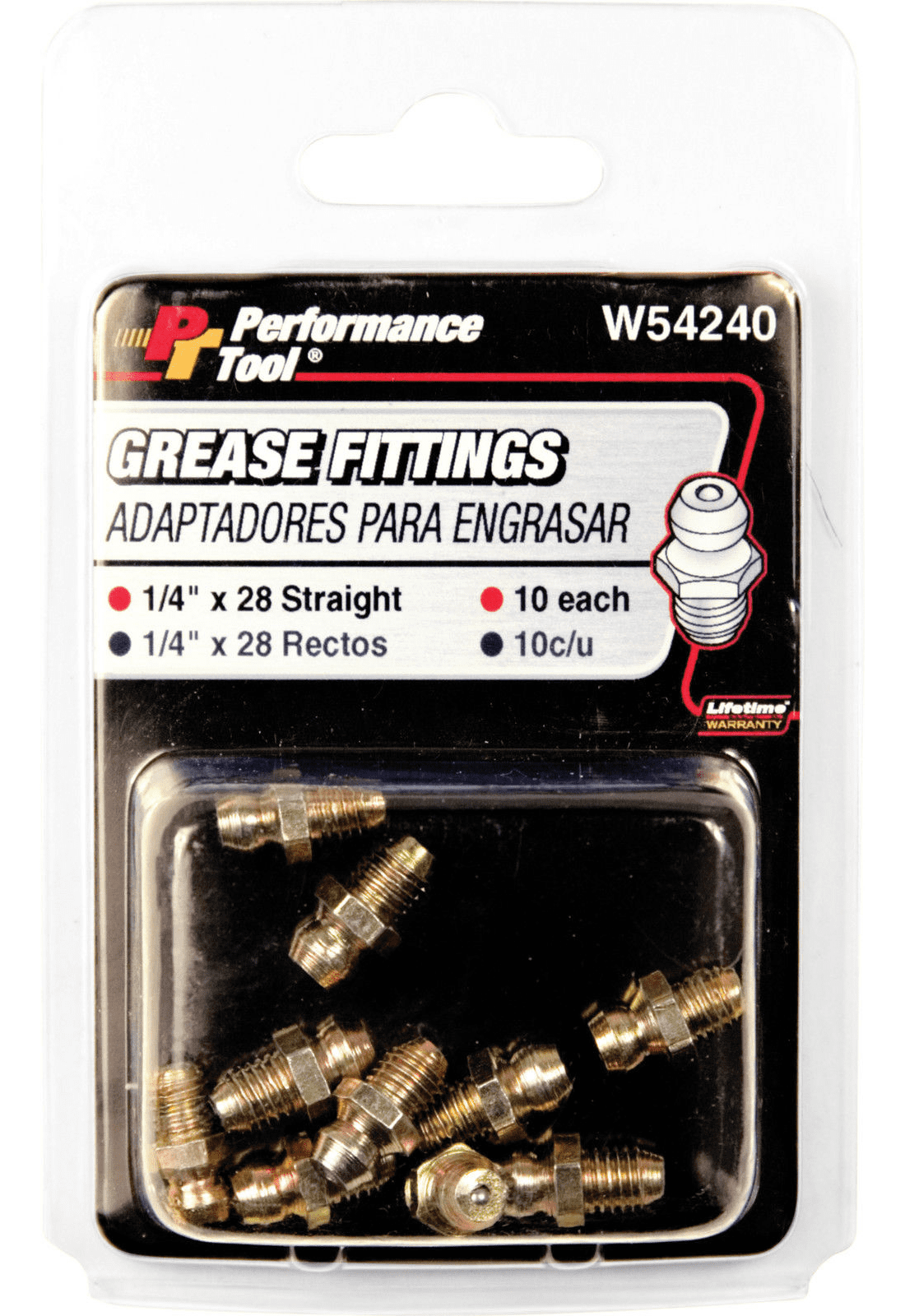 Performance Tool 1/4" X 28 Grease Fittings 10Pk (W54240)