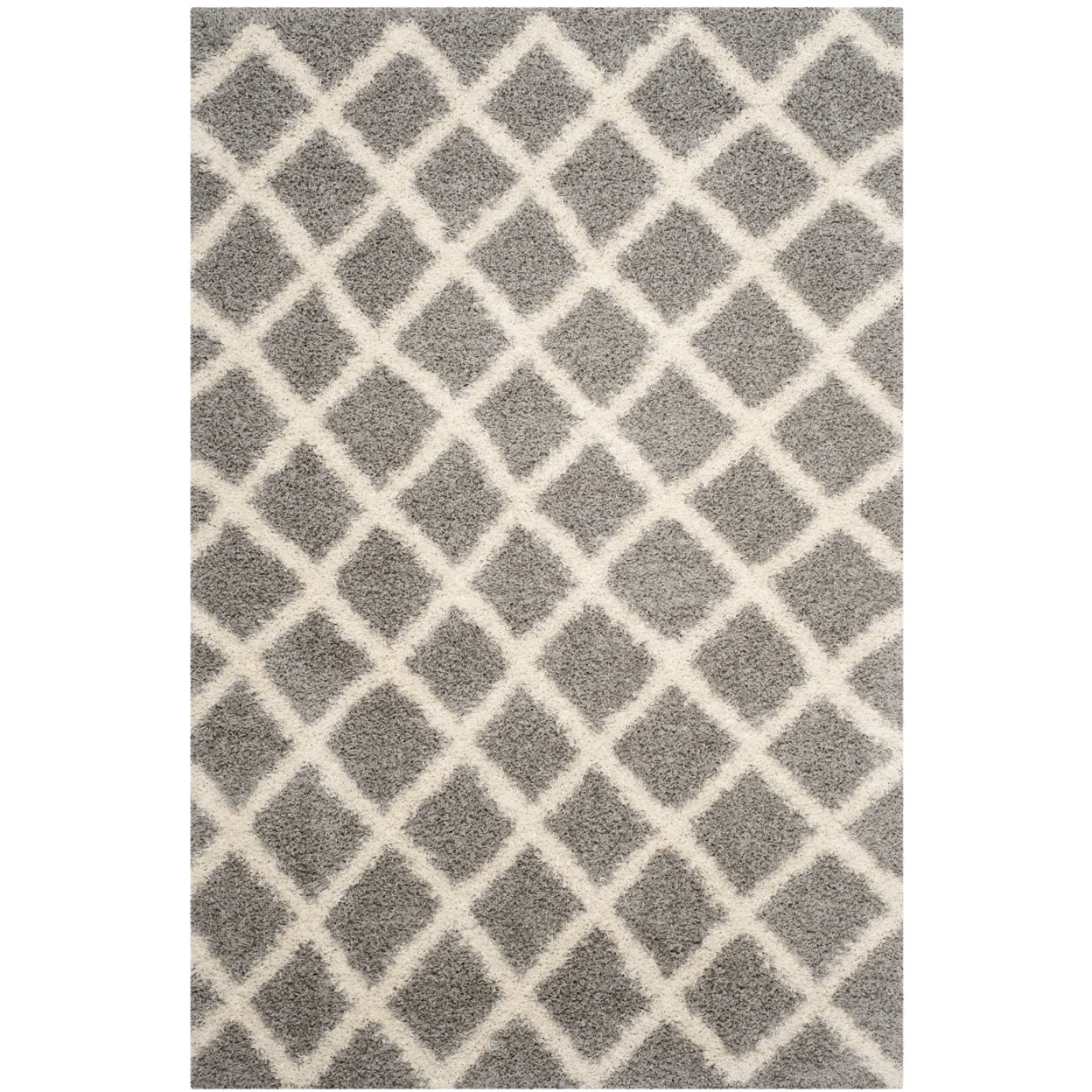 SAFAVIEH Dallas Jerrie Geometric Shag Area Rug, Grey/Ivory, 8'6" x 12'