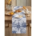 thumbnail image 3 of Vintage Nautical Table Runner, Summer Navy Blue Compass Shell Starfish Map Cotton Linen Kitchen Table Decoration Washable Dining Tabletop Runners for Home Party Decor 13x48 Inches, 3 of 9