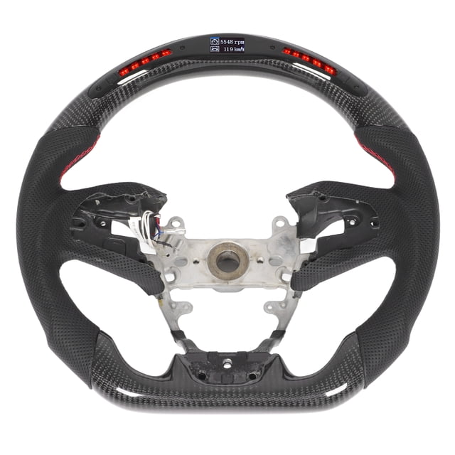 Auto Parts,Carbon Fiber LED Display Perforated Leather Steering Wheel Car Steering Wheel Compact and Lightweight