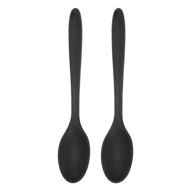 Uxcell 2Pcs Cucharas de Silicona Resistentes al Calor Utensilio de Cocina Cucharón para Cocinar Mezclar Revolver Servir, Negro