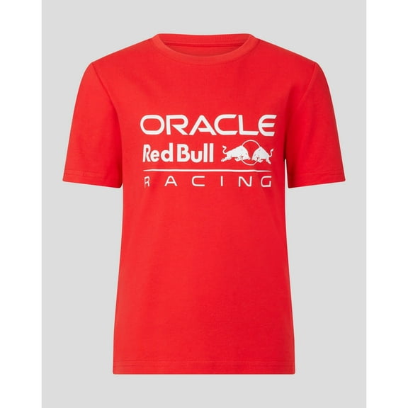 Oracle Red Bull Racing Junior Large Front Logo Flame Scarlet/Night Sky Blue T-Shirt