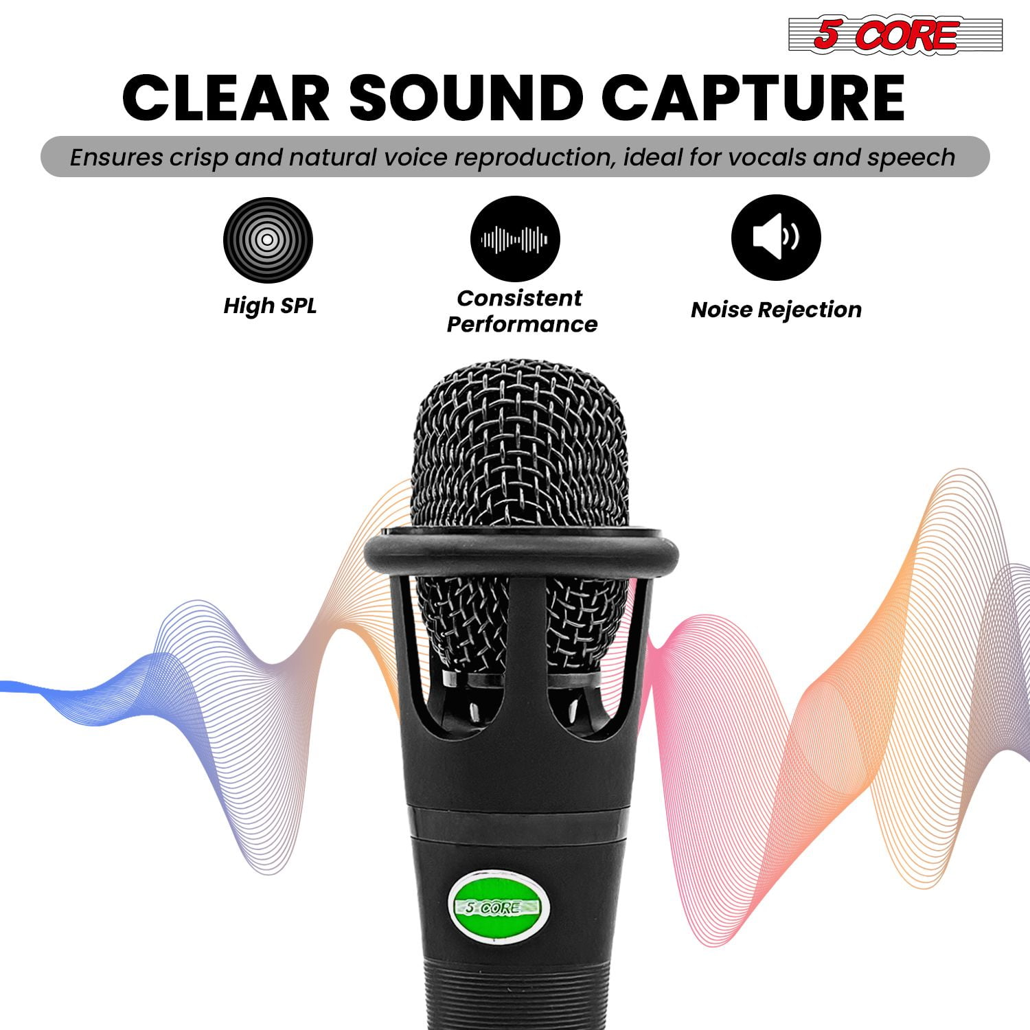 XLR Dynamic Metal Mic Audio, Ideal for Singing, Captures Source Sound, Sturdy & Durable, Includes XLR Cable - MIC CROWN