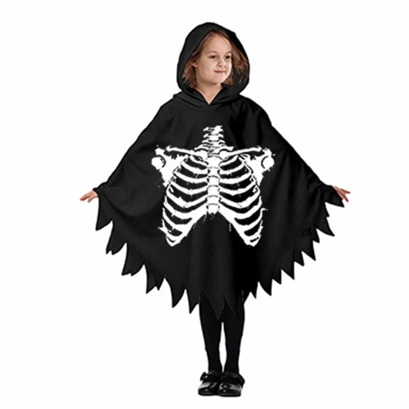 Girls Hooded Jumpsuits Long Sleeve Graphic Bluses Halloween Themed Party Stylish Festival Tops for Kids