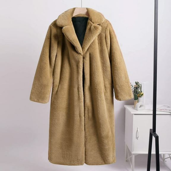 AOOCHASLIY Fall Clothes Women Winter Warm Faux Coat Warm Furry Faux Jacket Long Sleeve Outerwear COat