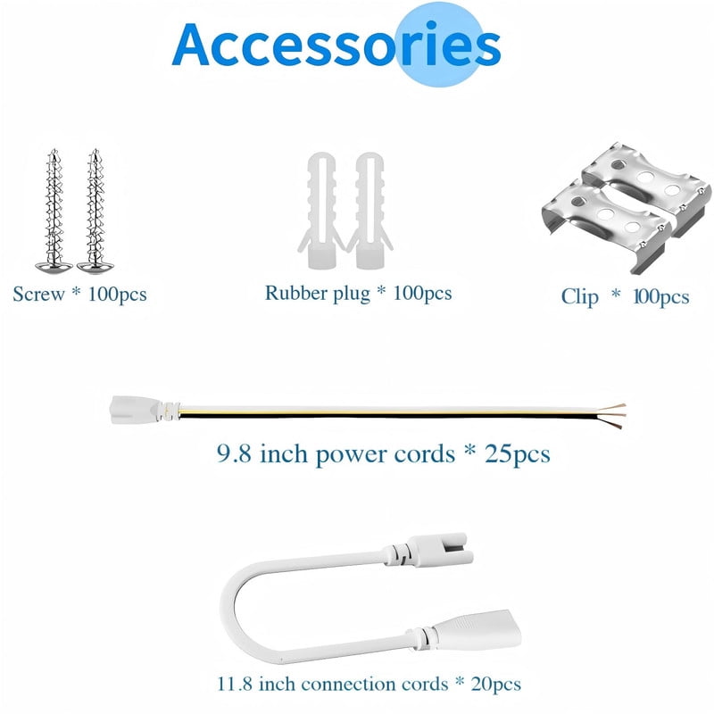 JESLED T8 8ft LED Shop Lights,120w 15600LM 6000K Cool White,D Shape 3 Rows Linkable Tube Lights for Garage Workshop Warehouse Plug and Play, 25-Pack