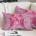 thumbnail image 2 of Pink Ribbon Throw Pillow Covers, Wings Romantic Love Heart Flowers Retro Country Soft Breathable Pillow Cases with Invisible Zipper, Toddler Pillowcases for Couch Bed Sofa Chair 12x20 Inches, 2 of 9