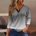 thumbnail image 2 of LISTHA 3/4 Length Sleeve Womens Tops Casual Loose Fit Henley Neck T Shirts Cute Print Three Quarter Length Tunic Tops Black 2XL, 2 of 5