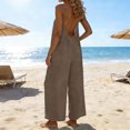 thumbnail image 2 of Open Back Jumpsuits for Women Sleeveless Adjust Spaghetti Strap Jumpsuit Boho Wide Leg Rompers with Pocket Loose Fit Full Length Jumpsuits 2026 Summer Outfits Beach Vacation Clothes, 2 of 6