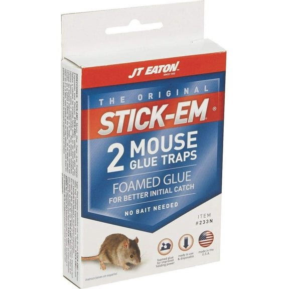 JT Eaton Stick-Em Mouse Glue Trap - Solid, Indoor Use - 3" x 4", Multicolor