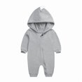 thumbnail image 3 of Newborn Baby Boy Girl Onesie Cute Dinosaur Long-Sleeved Zipper Hooded Jumpsuit for 3M-12M, 3 of 5
