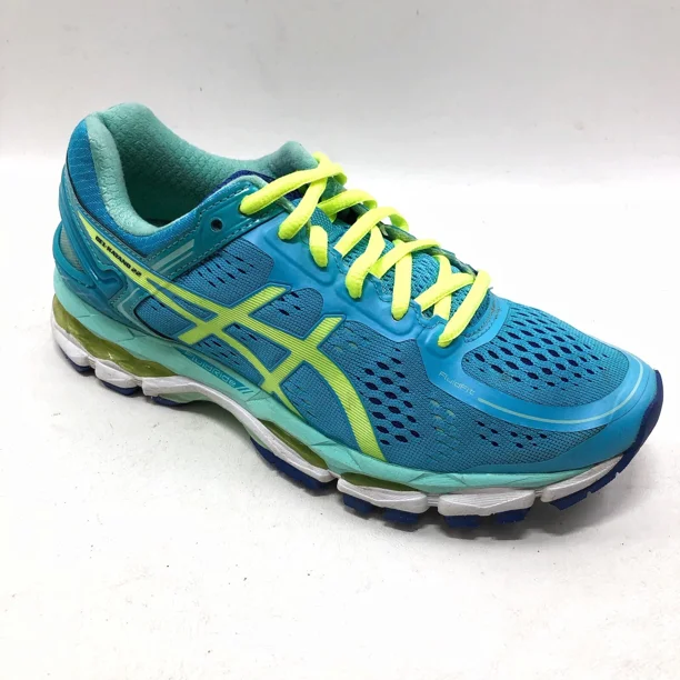 Asics Shoes Gel Kayano 22 Sz 7 /38 Running Sneakers T597N Blue Yellow Fabric