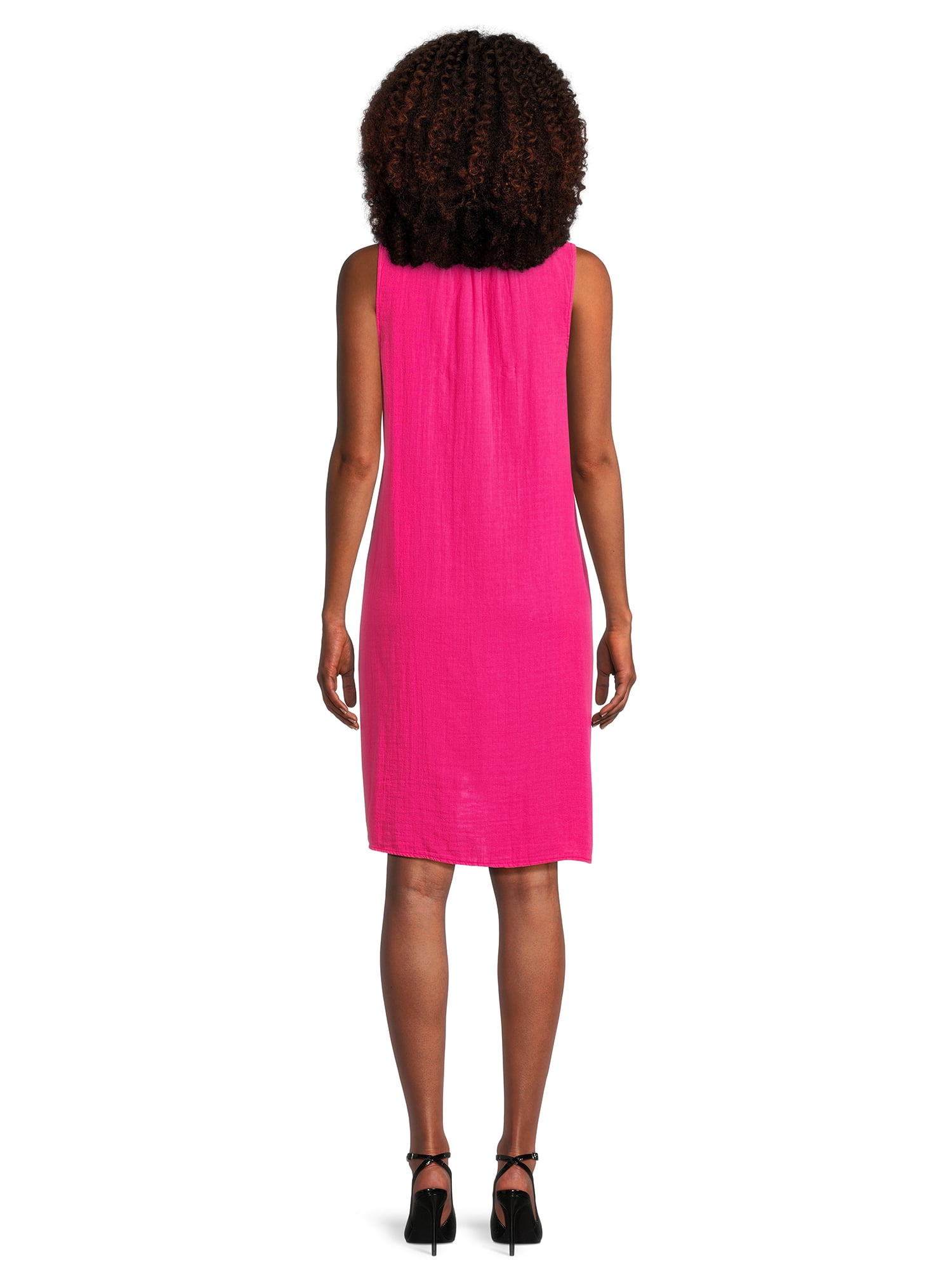 Time and Tru Women's Cotton Sleeveless Double Cloth Dress, Sizes XS-XXXL