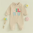 thumbnail image 2 of ATAIKU Newborn Baby Girl Bodysuit Sister Matching Sweatshirt Overall Romper Fall Winter Clothes LIL SIS, 2 of 9