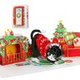 thumbnail image 1 of Tarjeta de Navidad DISJOURNEY con forma de esmoquin desplegable con forma de gato y chimenea 3D, 1 of 8