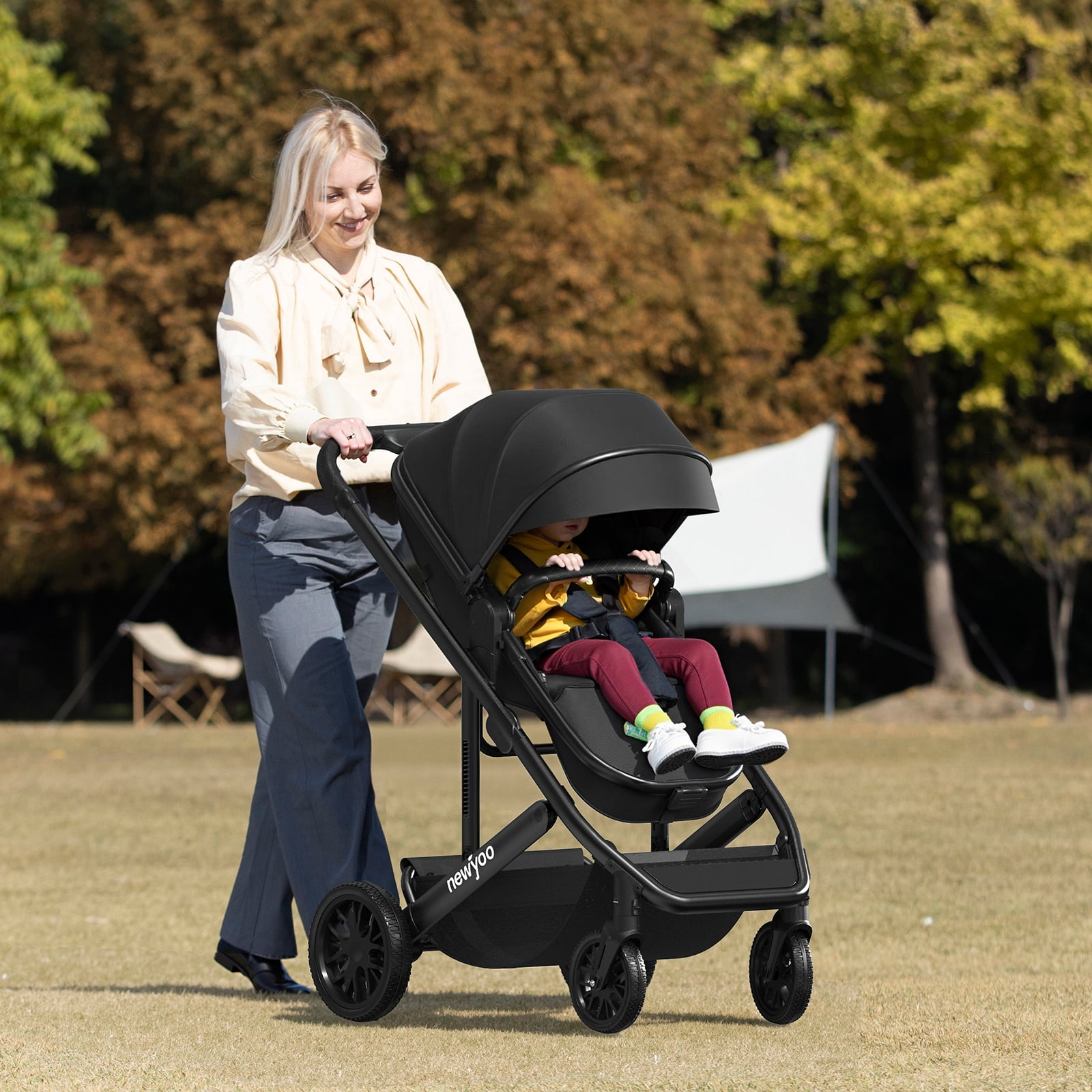 newyoo Infant Stroller, Nestro 516M, Baby/Newborn Strollers w Convertible/Reversible Seat & Cup Holder, Coches para Bebes, 2-in-1 Rear-Facing Pram, Green