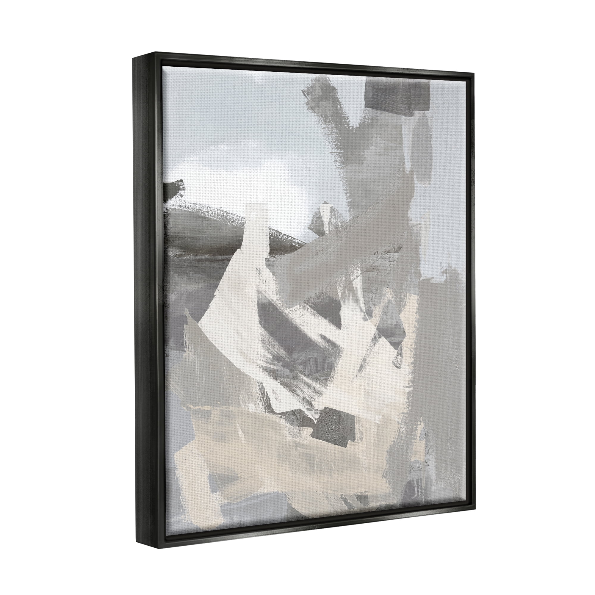 Stupell Industries Chaotic Grey Painting Abstract Painting Black Floater Framed Canvas Art Print Wall Art, 25 x 31